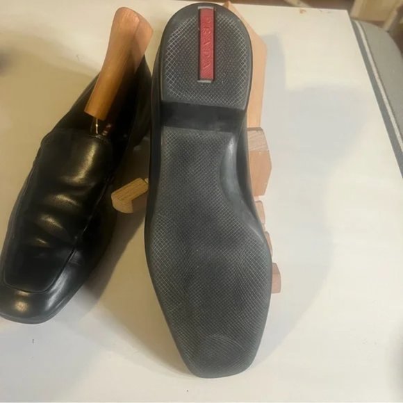Prada Black Leather Slip On Loafers Driving Shoes Mens Size 8 US Made In Italy - Picture 11 of 15